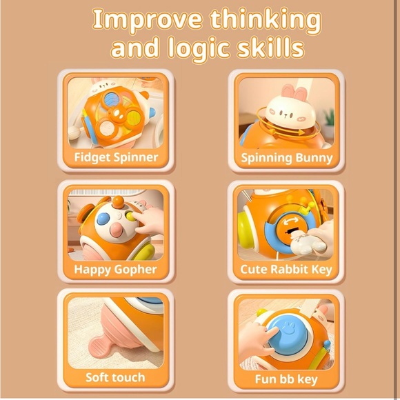 Rabbit🐇Busy Cube 4 Kids🧒🏻Promoting Sensory Learning Engaging Travel🧭Toy - Picture 2 of 11